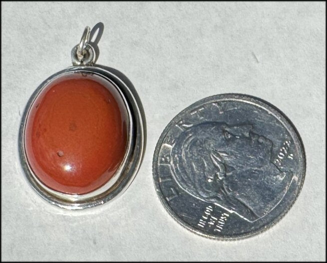 Sterling Silver and RED JASPER Crystal Pendant - Stone of Counselors and Healers - with Synergy 10+ years