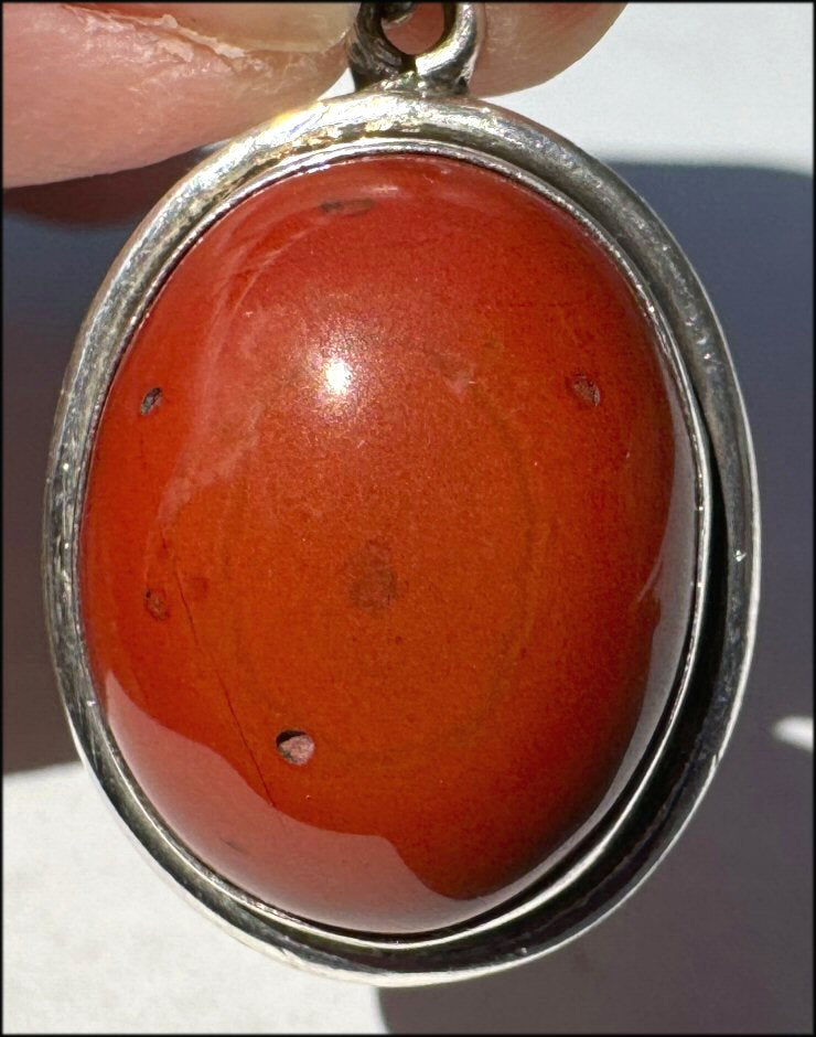 Sterling Silver and RED JASPER Crystal Pendant - Stone of Counselors and Healers - with Synergy 10+ years