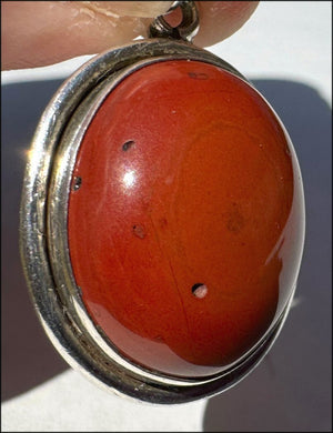 Sterling Silver and RED JASPER Crystal Pendant - Stone of Counselors and Healers - with Synergy 10+ years