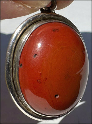 Sterling Silver and RED JASPER Crystal Pendant - Stone of Counselors and Healers - with Synergy 10+ years