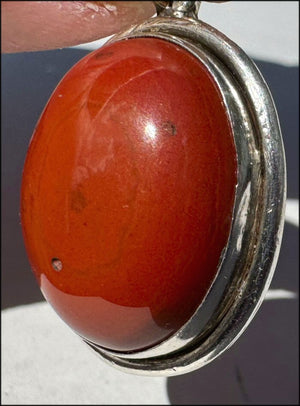 Sterling Silver and RED JASPER Crystal Pendant - Stone of Counselors and Healers - with Synergy 10+ years