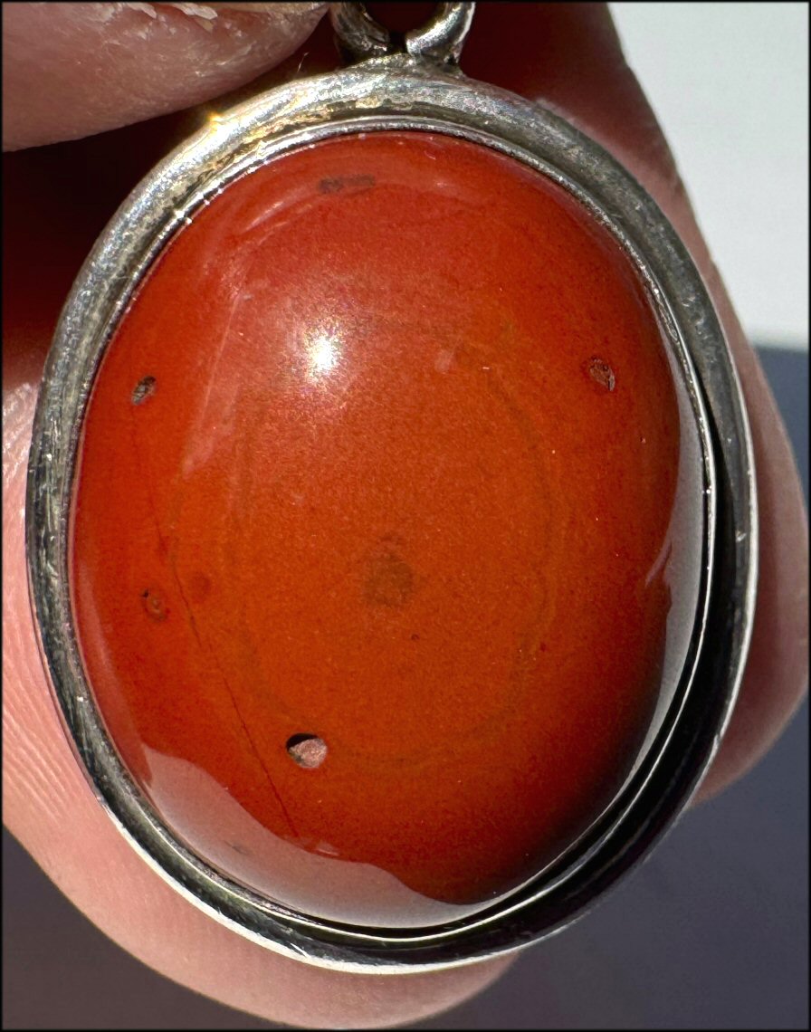 Sterling Silver and RED JASPER Crystal Pendant - Stone of Counselors and Healers - with Synergy 10+ years