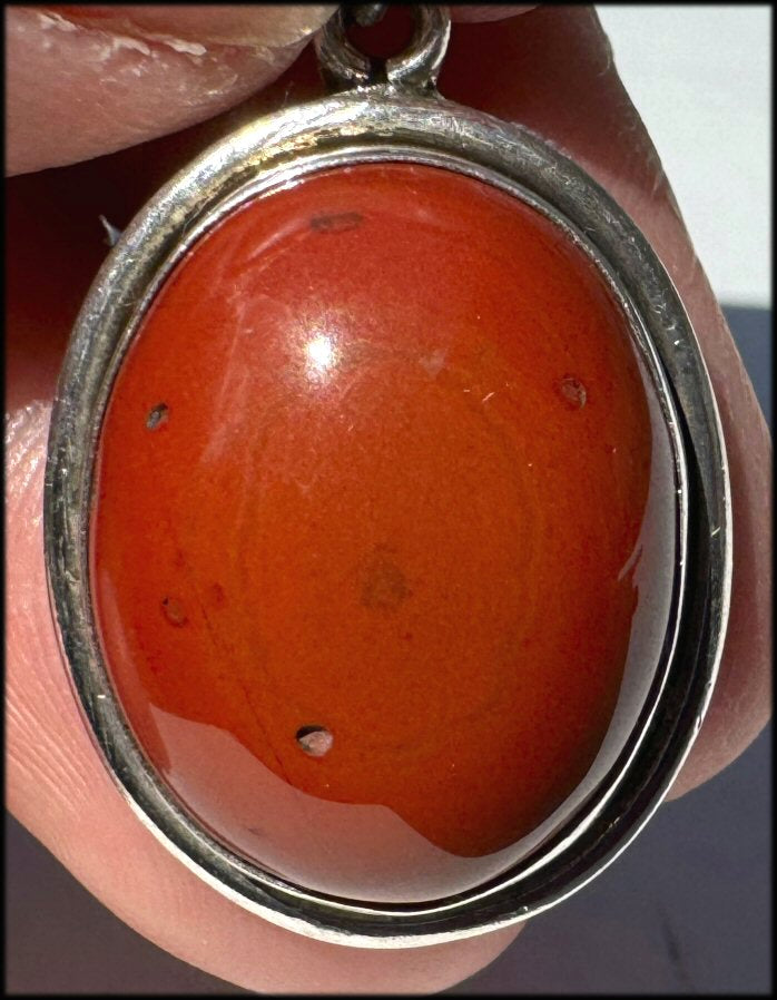 Sterling Silver and RED JASPER Crystal Pendant - Stone of Counselors and Healers - with Synergy 10+ years