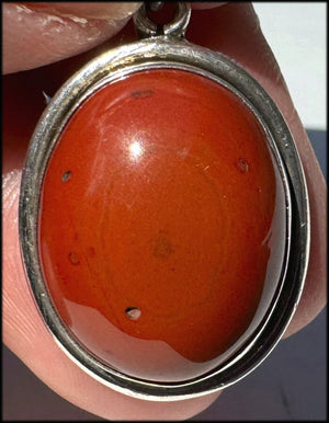 Sterling Silver and RED JASPER Crystal Pendant - Stone of Counselors and Healers - with Synergy 10+ years
