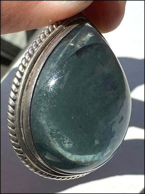 Sterling Silver and BI-COLORED GREEN+BLUE APATITE Crystal Pendant - with Synergy 10+ years