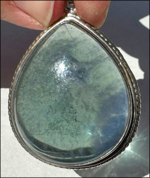 Sterling Silver and BI-COLORED GREEN+BLUE APATITE Crystal Pendant - with Synergy 10+ years