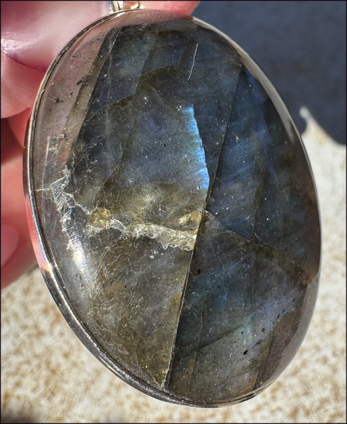 Sterling Silver and LABRADORITE Crystal Pendant - Protection, Discourage Energy "Vampires"