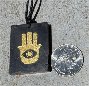 Shungite Upright HAMSA / Hand of Fatima Pendant - Protection