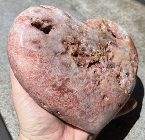 Huge PINK AMETHYST Crystal Heart with Stunning Druzy Lined VUGS - 3lbs+