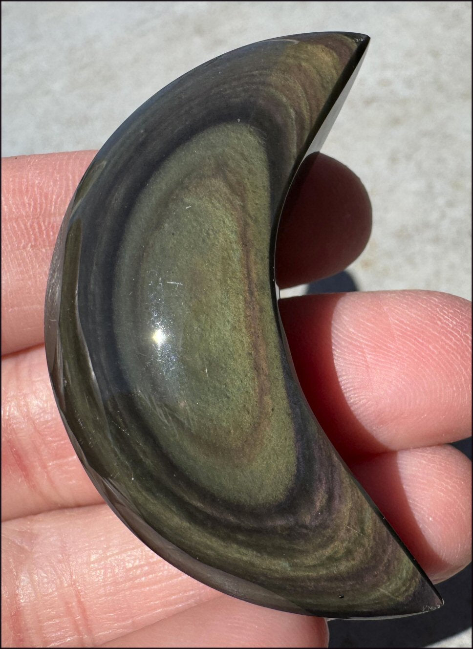 Rainbow Obsidian Crescent MOON - Love and Light!