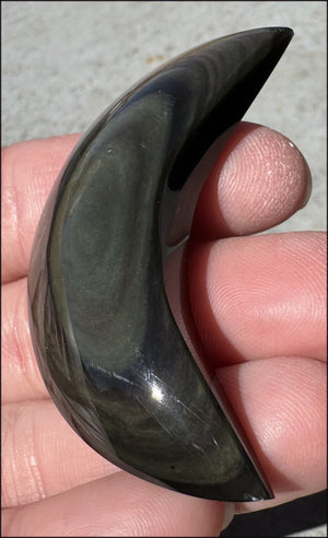Rainbow Obsidian Crescent MOON - Love and Light!