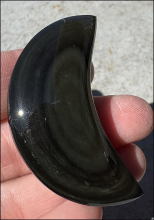 Rainbow Obsidian Crescent MOON - Love and Light!