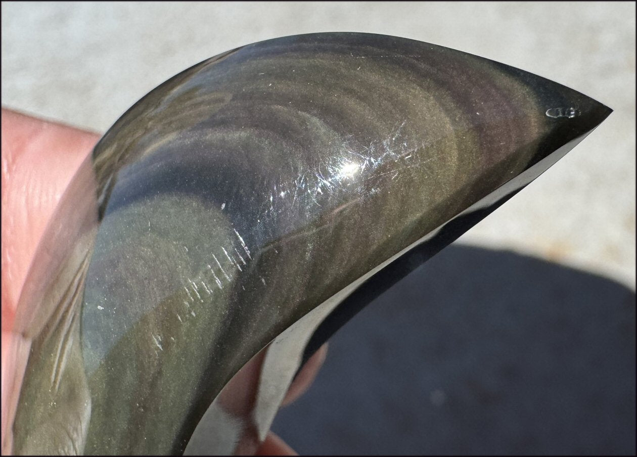 Rainbow Obsidian Crescent MOON - Love and Light!