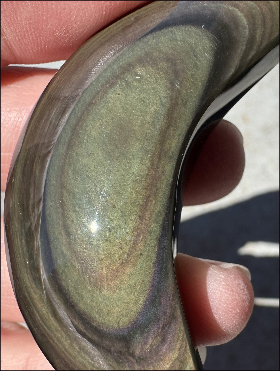 Rainbow Obsidian Crescent MOON - Love and Light!