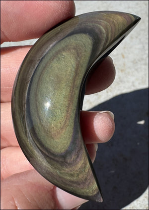 Rainbow Obsidian Crescent MOON - Love and Light!