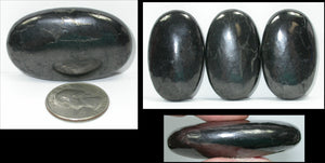Polished Oval Shaped RUSSIAN SHUNGITE Crystal Palm Stone - Grounding, Protection