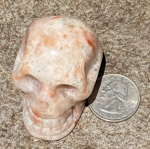 Sunstone CRYSTAL SKULL with Rainbow Shimmer - Leadership, Vitality