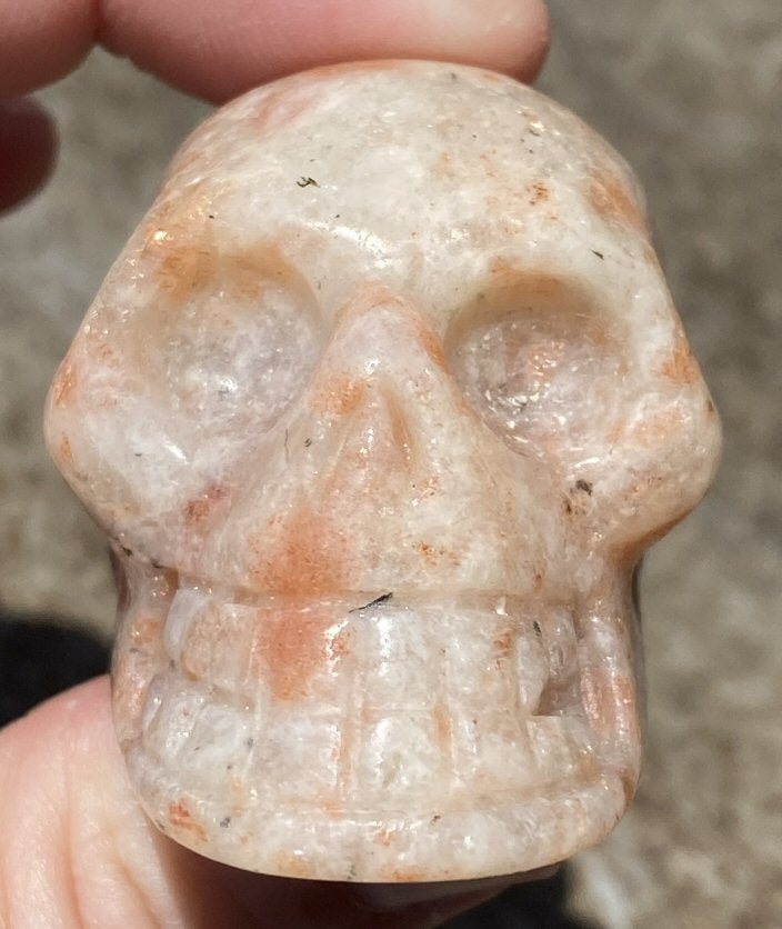 Sunstone CRYSTAL SKULL with Rainbow Shimmer - Leadership, Vitality