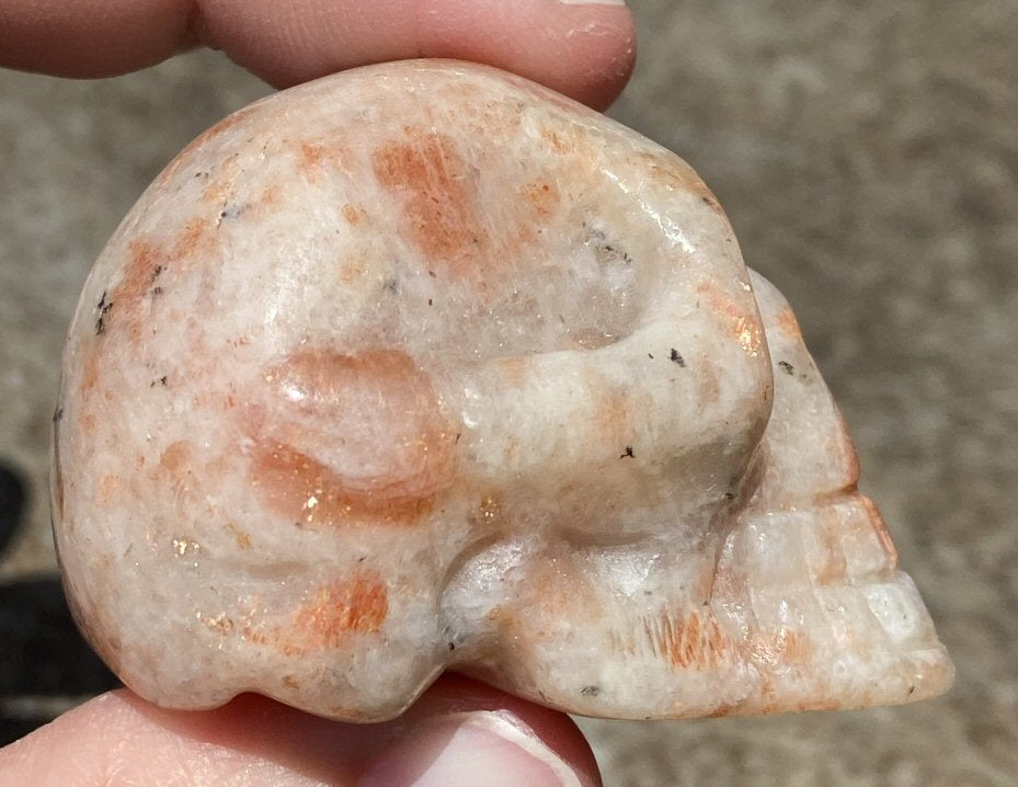 Sunstone CRYSTAL SKULL with Rainbow Shimmer - Leadership, Vitality