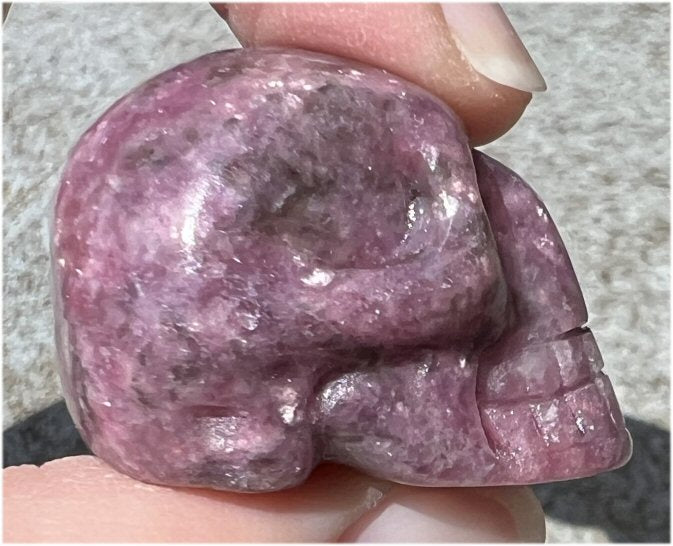 Small LEPIDOLITE Crystal Skull - AKA Lavenderine - Relaxation, Optimism