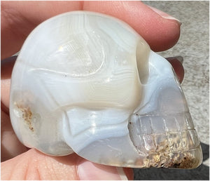 Dendritic Agate CRYSTAL SKULL with Weird Plumes, Vugs!