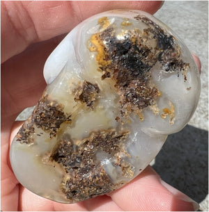 Dendritic Agate CRYSTAL SKULL with Weird Plumes, Vugs!