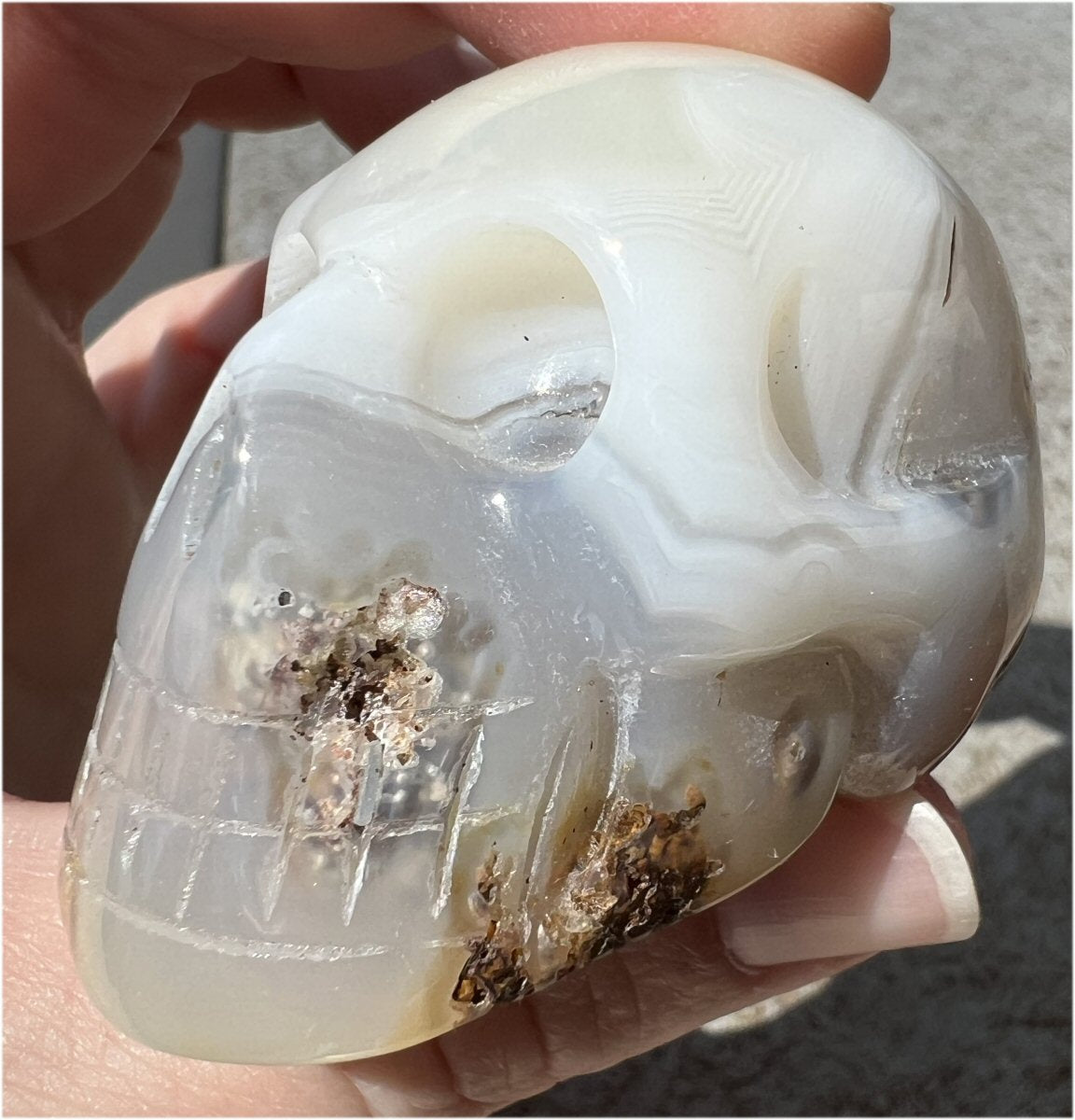 Dendritic Agate CRYSTAL SKULL with Weird Plumes, Vugs!