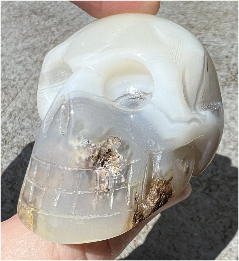 Dendritic Agate CRYSTAL SKULL with Weird Plumes, Vugs!