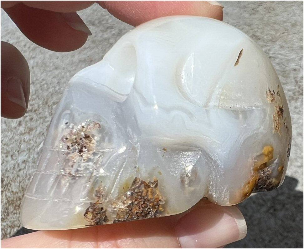 Dendritic Agate CRYSTAL SKULL with Weird Plumes, Vugs!