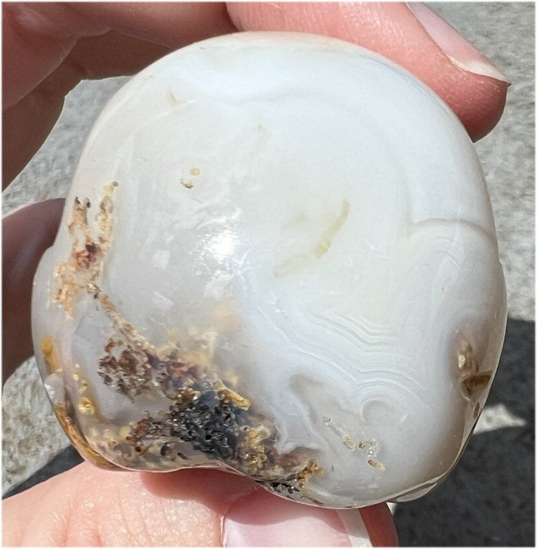 Dendritic Agate CRYSTAL SKULL with Weird Plumes, Vugs!