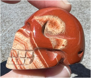 Red Spiral Jasper CRYSTAL SKULL - Promote focus and clarity, 1st Chakra work