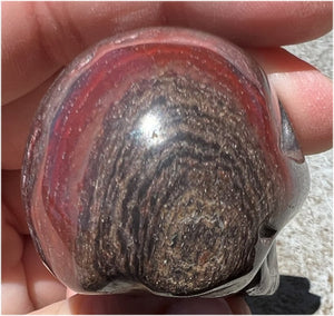 Red Spiral Jasper Crystal Skull with LOTS of Hematite