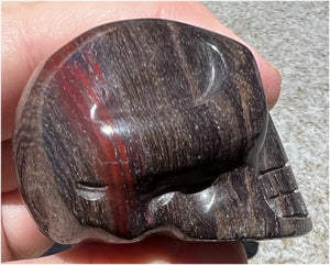Red Spiral Jasper Crystal Skull with LOTS of Hematite