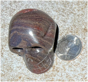 Red Spiral Jasper Crystal Skull with LOTS of Hematite