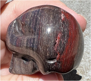 Red Spiral Jasper Crystal Skull with LOTS of Hematite