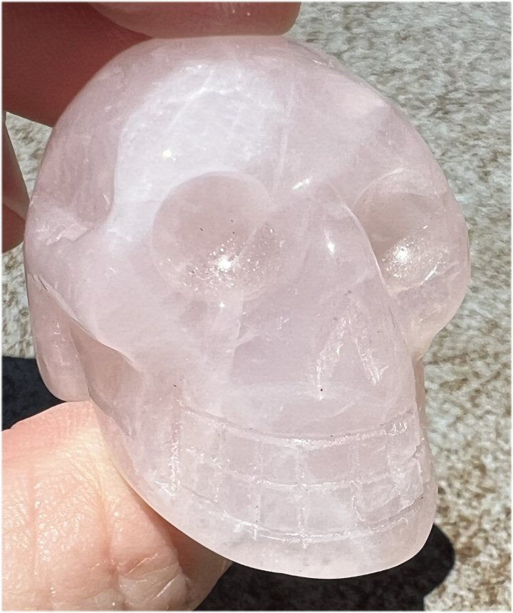 ROSE QUARTZ Crystal Skull with Gemmy Areas - Heart Chakra, Forgiveness