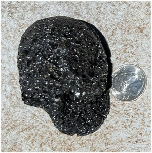 XL Black LAVA Crystal Skull - Self-Acceptance, Root Chakra