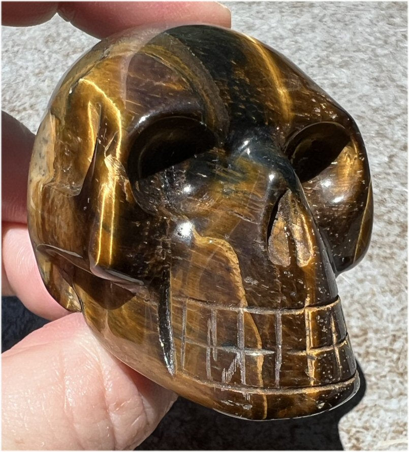 ~Stunning~ Natural Blue AND Golden Tiger's Eye Crystal Skull