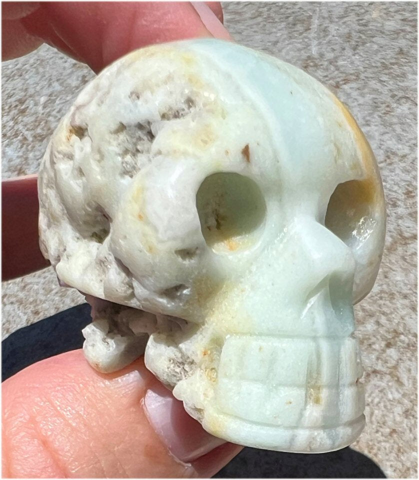 Peruvian Blue Opal CRYSTAL SKULL with Weird VUGS - Courage, Ingenuity