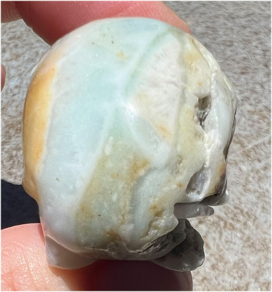 Peruvian Blue Opal CRYSTAL SKULL with Weird VUGS - Courage, Ingenuity