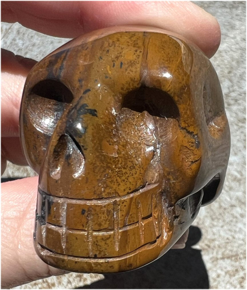 African TIGER IRON Crystal Skull with Mesmerizing Swirls - with Synergy 8+ years