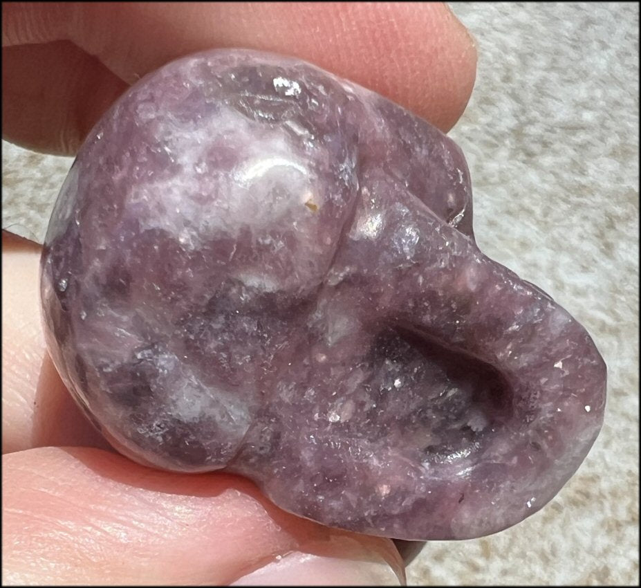 Small LEPIDOLITE Crystal Skull - AKA Lavenderine - Relaxation, Optimism