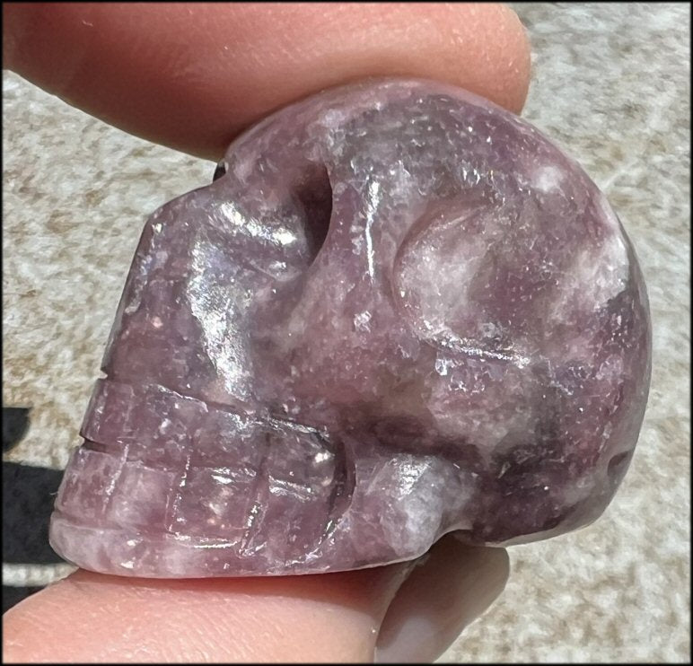 Small LEPIDOLITE Crystal Skull - AKA Lavenderine - Relaxation, Optimism