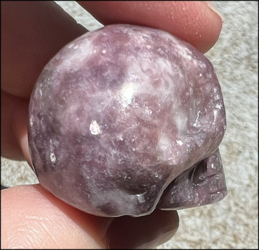 Small LEPIDOLITE Crystal Skull - AKA Lavenderine - Relaxation, Optimism