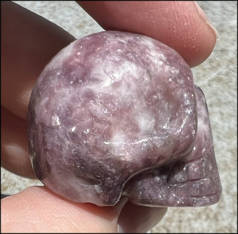 Small LEPIDOLITE Crystal Skull - AKA Lavenderine - Relaxation, Optimism