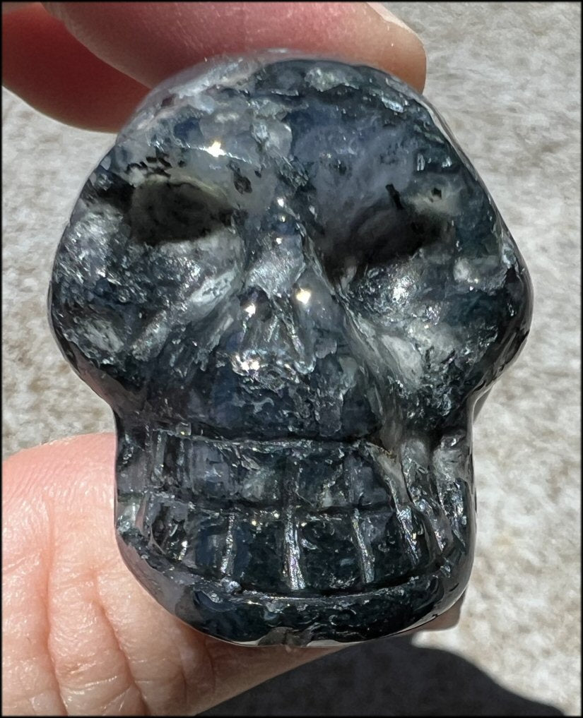 Moss Agate CRYSTAL SKULL - Abundance, Stone of Gardeners, Heart Chakra