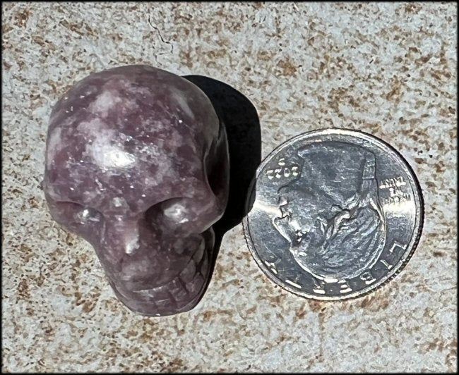 Small LEPIDOLITE Crystal Skull - AKA Lavenderine - Relaxation, Optimism