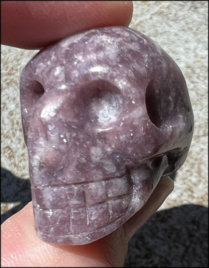 Small LEPIDOLITE Crystal Skull - AKA Lavenderine - Relaxation, Optimism