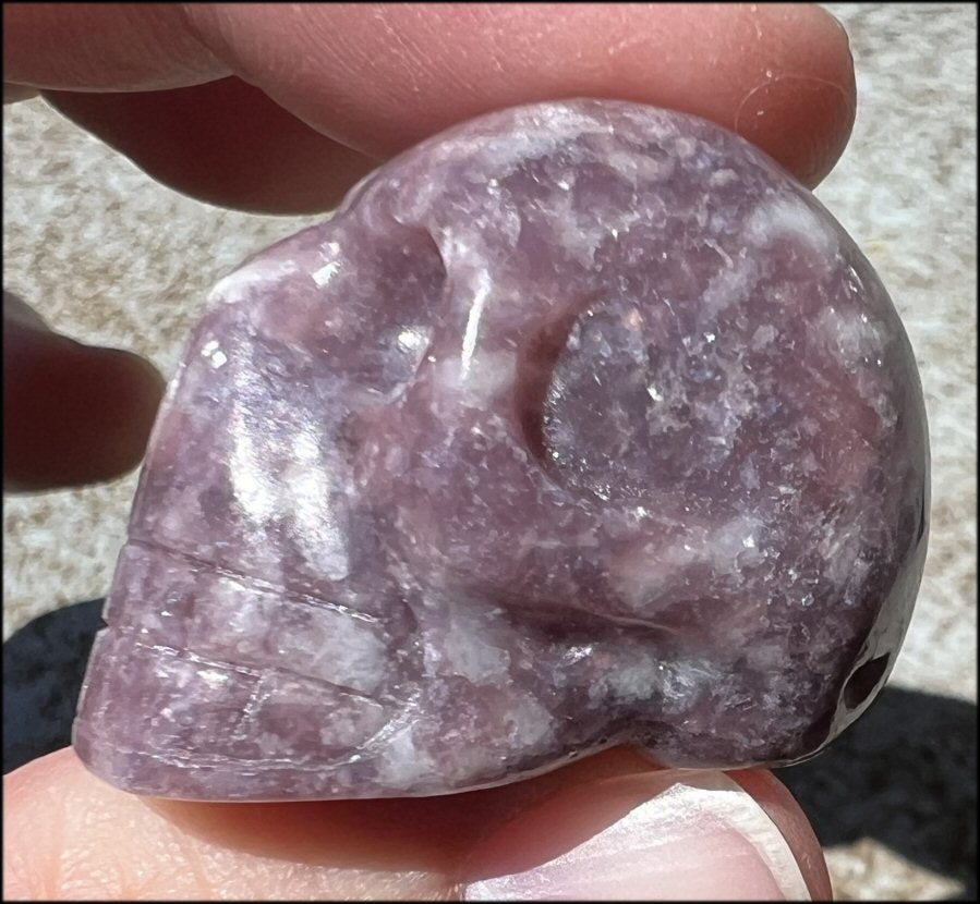 Small LEPIDOLITE Crystal Skull - AKA Lavenderine - Relaxation, Optimism