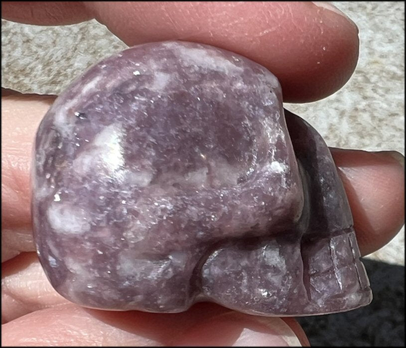 Small LEPIDOLITE Crystal Skull - AKA Lavenderine - Relaxation, Optimism